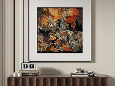 中古风玄关 现代中古抽象挂画