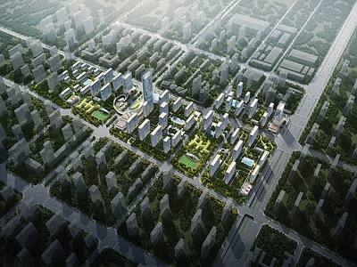 现代主义鸟瞰规划 现代住宅片区
