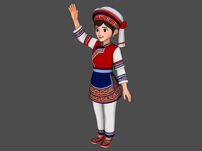 民族风虚拟人物 白族服装人物