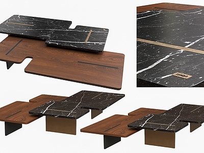 现代极简边几 实木轻奢茶几 边几 大理石胡桃木茶几 高级石材茶几 客厅茶几