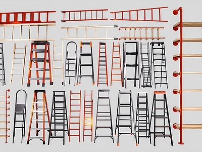 现代简约梯子 梯子 爬梯 铝合金爬梯 木楼梯梯子 金属折叠梯子