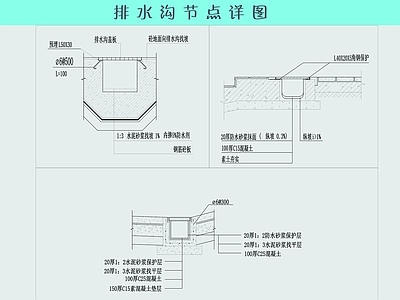 地面综合节点 排水沟 施工图
