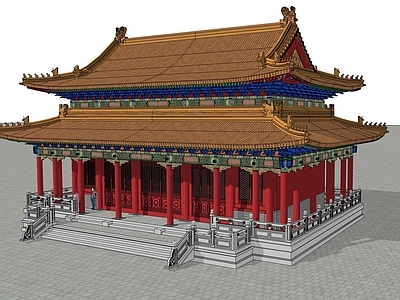 中式古建筑 中式大殿 大雄宝殿 重檐歇山顶