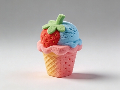 卡通泡沫风玩具 草莓b 冰淇淋 甜筒 冷饮 雕塑