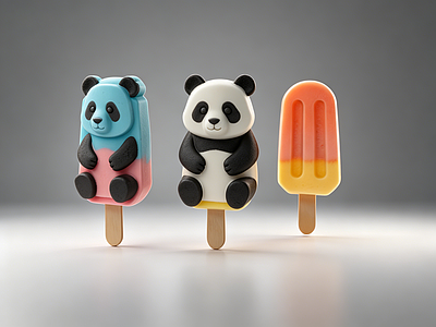 极简主义玩具 雪糕 文创雪糕 冷饮 美食 熊猫