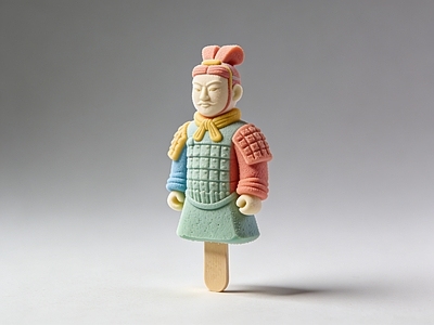 国潮风食物饮料 兵马俑 文创雪糕 冷饮 雕塑 美陈