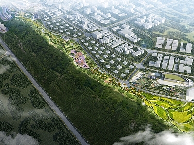 现代主义办公园区景观 道路景观