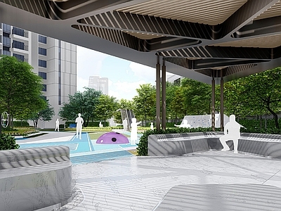 现代简约小区景观 住宅大区 大区 小区