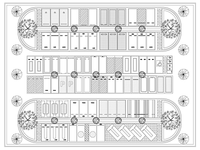 现代停车场 户外停车场 施工图
