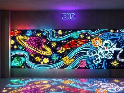 霓虹艺术风打卡墙 霓虹灯  艺术  室内外炫彩霓虹灯