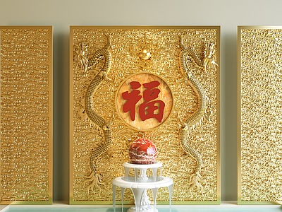 新中式佛堂 中式祥云浮雕  云纹雕花 雕花护墙板  祥云背景墙  雕塑龙