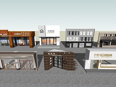 现代简约建筑门头 店铺门头建筑