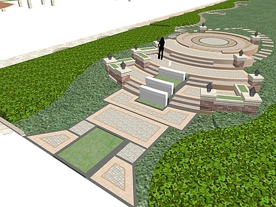 意式广场景观 景观广场 小区景观 小区水景 地面铺装