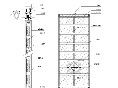 现代屏风隔断 活动屏风隔断 手摇杆固定屏风 隔音屏风 会议室隔音屏风 多功能房屏风隔断 施工图