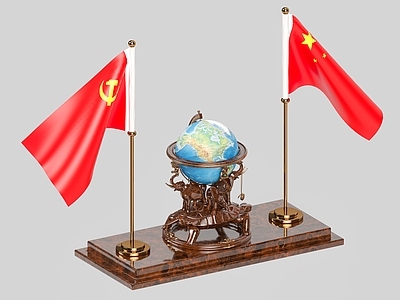 新中式摆件组合 行政桌面摆件 红旗桌面摆件 办公室桌面摆件 复古摆件