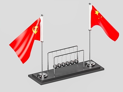 现代简约摆件组合 现代办公桌摆件 行政办公桌摆件 红旗摆件