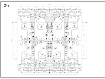 新中式别墅建筑 248平 联排 合院 3F 平面图 施工图