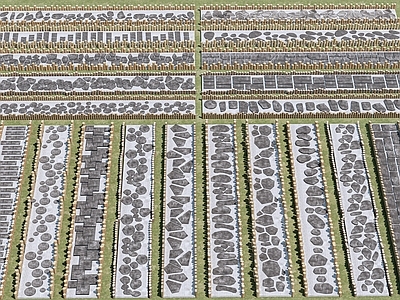 新中式景观地板 中式汀步 园路木桩 石头  道路木桩  景观园路