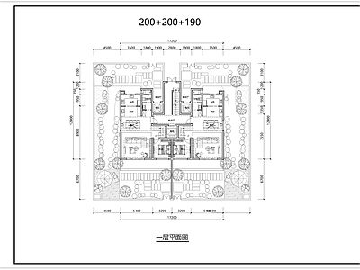 现代别墅建筑 6F 叠拼 别墅 平面图 施工图