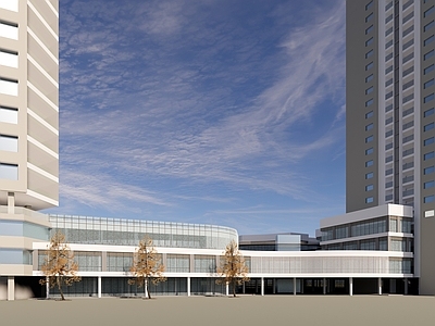 现代主义商业综合体景观 高层办公 高层商业综合体 现代商业裙房