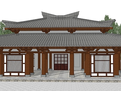 中式古建筑 仿古建筑 重檐庑殿顶 仿唐木结构