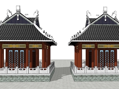 新中式古建筑 中式仿古建筑 歇山顶亭阁