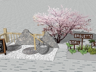 日式禅意其他景观小品 日式枯山水风格 商业配景 景观小品