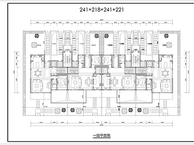 现代别墅建筑 4F 叠拼 别墅 平面图 施工图