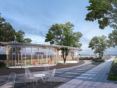 现代简约驿站 现代景观建筑 圆形建筑 小公建 咖啡厅建筑 驿站建筑