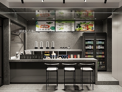 极简奶茶店 吧台 奶茶店 咖啡店