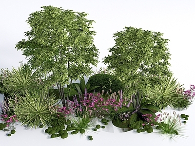 现代自然风花境 现代植物组合 花镜 灌木丛 花丛 花草组合