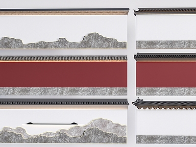 新中式文化墙 新中式景墙围墙  中式檐线  墙头瓦 围墙顶