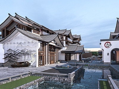 新中式商业街 新中式商业小镇  中式建筑  古镇建筑  乡村民房