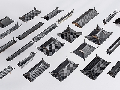 新中式屋檐 中式屋檐 檐线 门头 古建屋顶  建筑构件