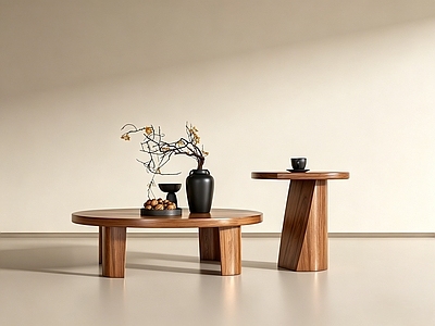 现代简约茶几 茶几 圆形茶几 实木茶几 摆件