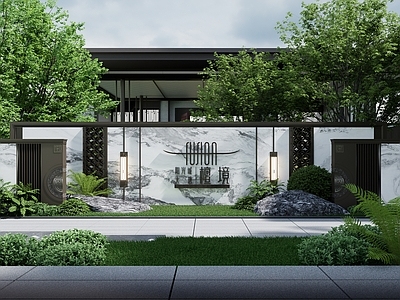 新中式景墙 新中式景墙 景墙