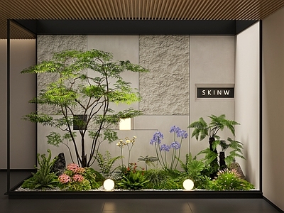 新中式植物堆 植物堆 花坛花池 室内景观  植物景观 花草组合