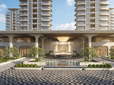 现代轻奢广场景观 小区入口景观