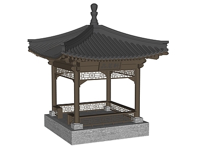 新中式古建筑 凉亭 景观亭