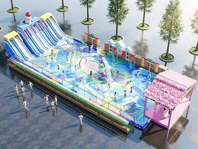 主题乐园风儿童游乐空间 气膜儿童水上乐园 儿童玩水设施 气膜泼水节