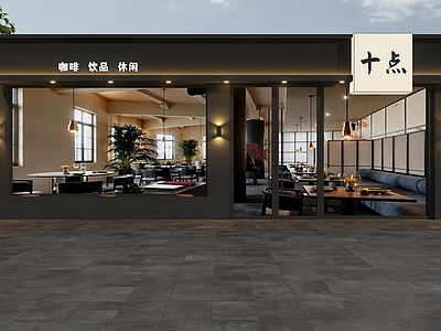 新中式门头 咖啡店门头 咖啡馆门头 饮品店门头 咖啡生活馆门头 黑色系门头