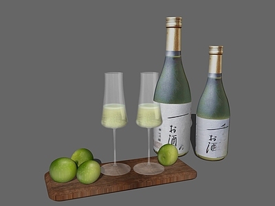 日式酒具 酒瓶 酒杯 水果 玻璃杯
