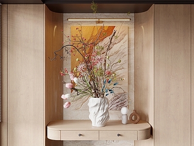 现代花瓶 花瓶花艺 干枝花艺 盆栽 端景 挂画