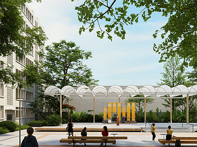 现代简约广场景观 活动舞台 休闲舞台 社区广场 休闲景观