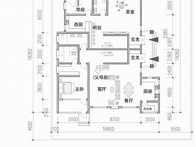 现代新中式别墅建筑 老人同住 二层别墅 单独入户 农村别墅 施工图