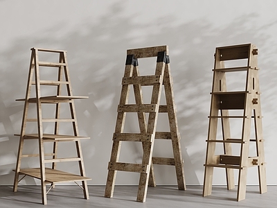 原木风梯子 现代梯子 木梯 爬梯 折叠梯 活动梯