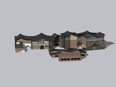 新中式风格建筑 商城 建筑 新中式 宋史 人字顶