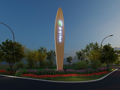 现代简约景观导视 精神堡垒 广告牌