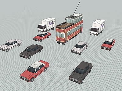 复古汽车 3D车辆 有轨电车 出租车  家用轿车
