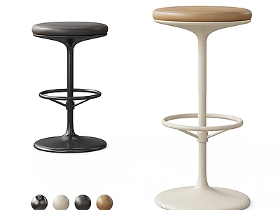 现代简约吧凳 奶油简约风吧凳 吧台椅吧椅 咖啡厅奶茶店吧凳 圆形吧凳吧椅餐凳 皮革铁艺吧椅